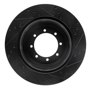 Ford F-350 Super Duty Brake Rotor (1) - Rear Left - R1 Concepts - Drilled & Slotted - Black - `11-`22